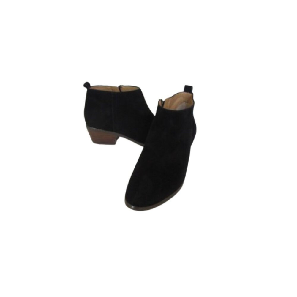 J. Crew Sawyer Black Suede Ankle Booties Size 6M With Side Zipper